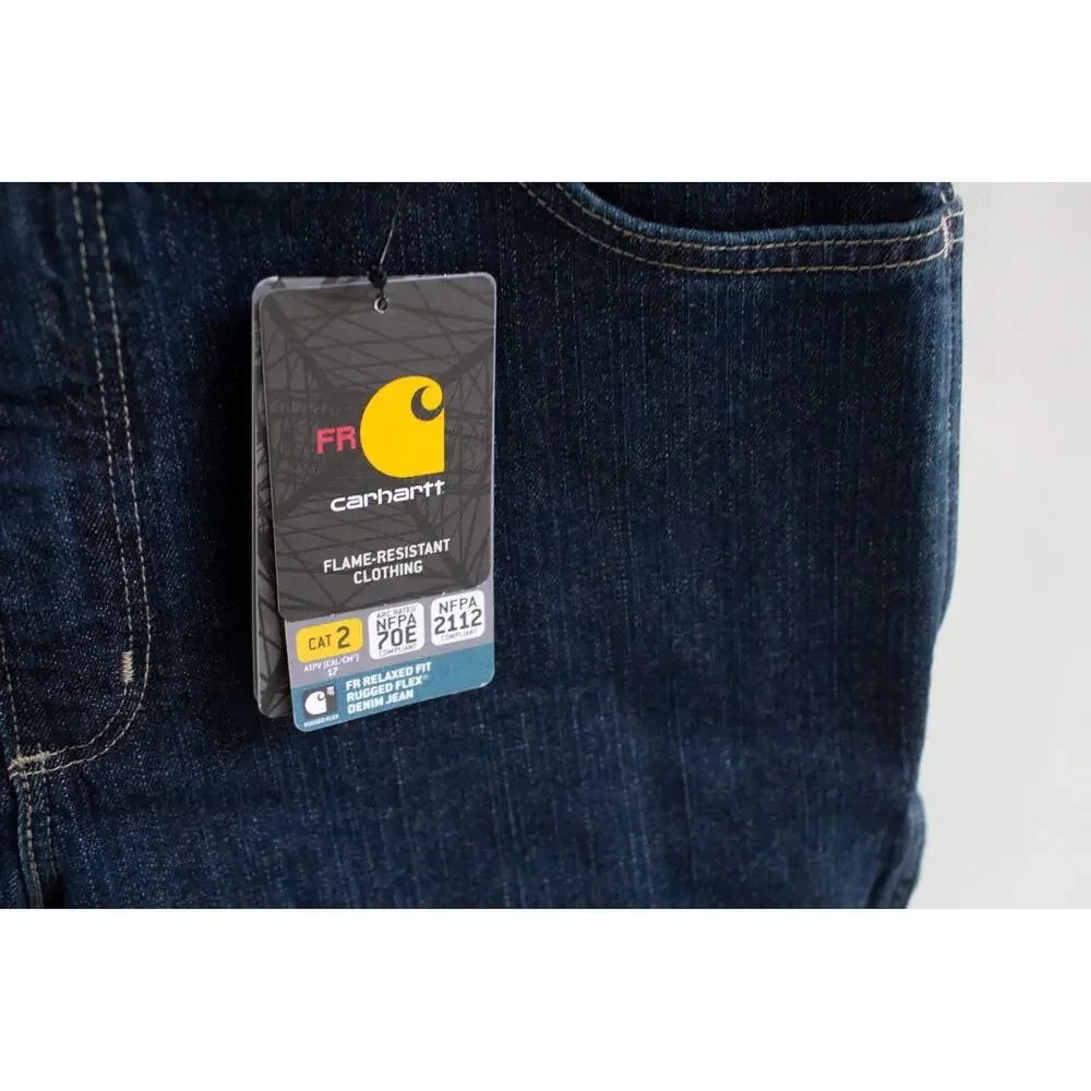NWT Carhartt FR 35x32 Flame Resistant Relaxed Fit Rugged Flex Denim Blue Jeans